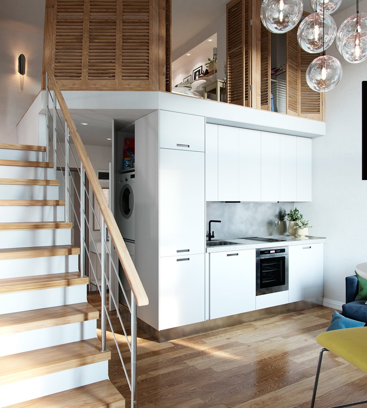 compact home layout with loft bedroom Thiết kế nhân đôi không gian cho những căn nhà nhỏ nhờ gác xép