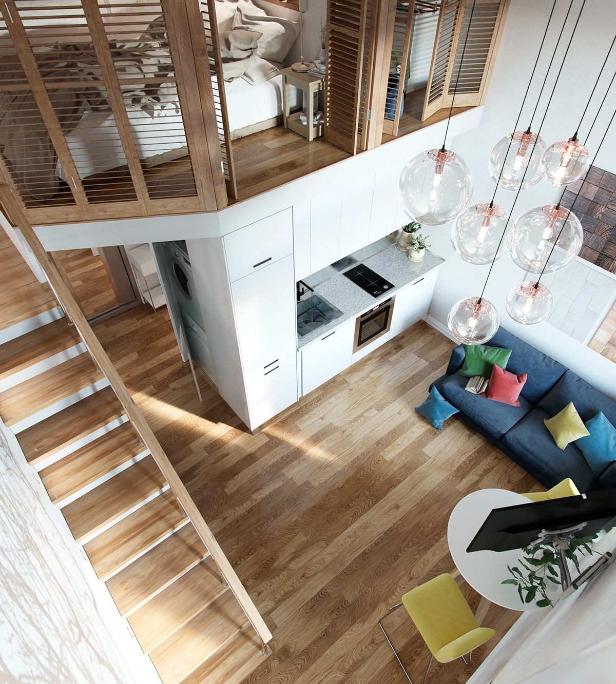 super compact layout for tiny apartment Thiết kế nhân đôi không gian cho những căn nhà nhỏ nhờ gác xép