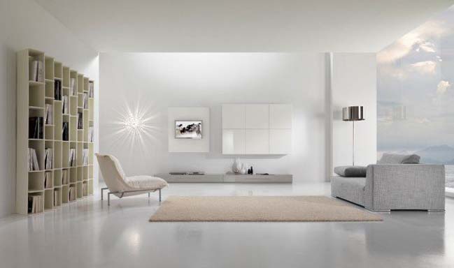 phong khach dep mau trang 07 Chiêm ngưỡng 12 mẫu phòng khách đẹp tối giản với tông màu trắng