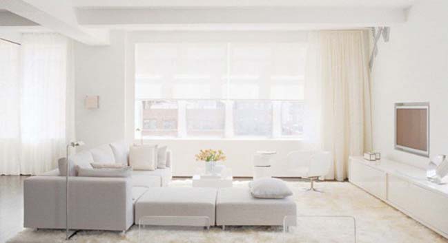 phong khach dep mau trang 09 Chiêm ngưỡng 12 mẫu phòng khách đẹp tối giản với tông màu trắng